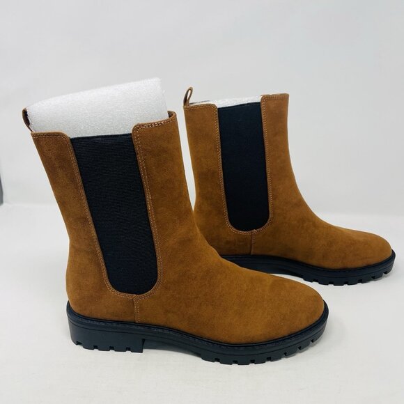 Ann Taylor LOFT Womens Size 8 Lug Sole Chelsea Booties in Chestnut Brown $155 - Picture 5 of 11